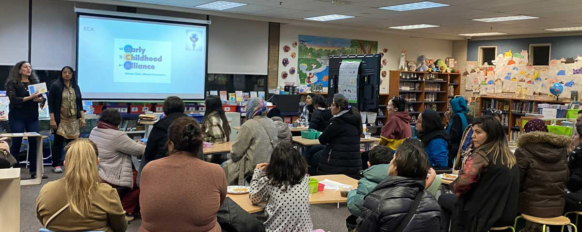 Photo of BPAC meeting and presentation in the school library